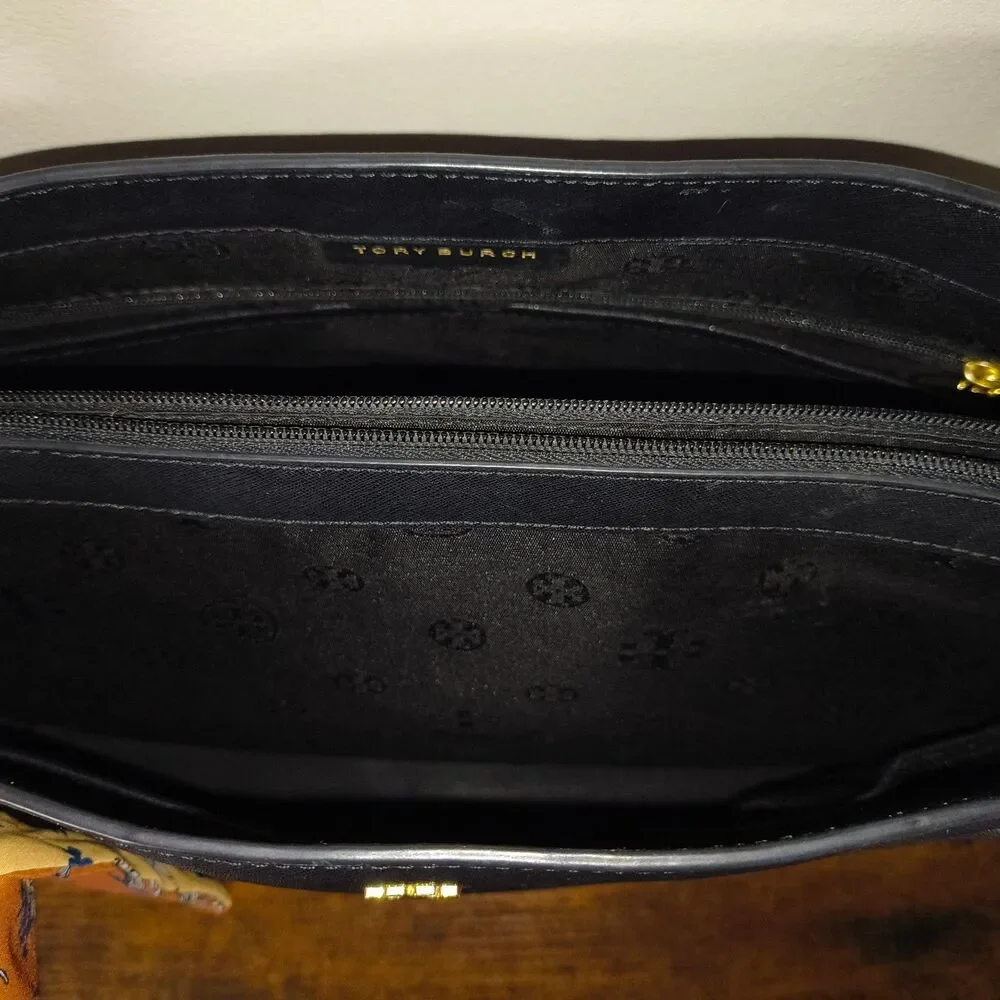 Tory Burch Black Saffiano Leather Tote w/ Gold Hardware